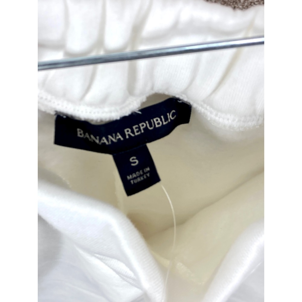 Banana Republic High Rise Fleece Jogger Pants Womens S White Zipper Pockets NEW - Picture 4 of 10
